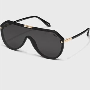 Quay Australia ShowBiz Black and Gold Shield Sunglasses